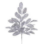 Vickerman FK220307 25" Silver Artificial Apple Leaf Glitter Bush 2 Per Bag.