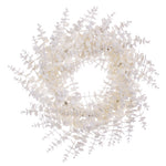 Vickerman FK223424 24" White Artificial Eucalyptus Snowy Wreath.