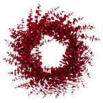 Vickerman FK223824 24" Red Artificial Eucalyptus Glitter Wreath.