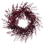Vickerman FK223924 24" Burgundy Artificial Eucalyptus Glitter Wreath.