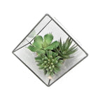 Vickerman FM181001 7.5" Artificial Green Succulents In Geometric Terrarium.
