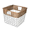 Vickerman FQ194910 10.5" Square Wire Basket With Woven Bamboo