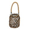 Vickerman FQ195308 8.5" Glass Jar In Woven Jute Handle