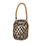 Vickerman FQ195308 8.5" Glass Jar In Woven Jute Handle