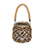 Vickerman FQ196007 7" Glass Jar In Woven Jute Handle