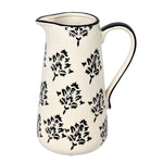 Vickerman FQ198706 8.5" White/Black Leaf Print Ceramic Jar