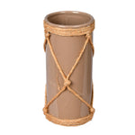 Vickerman FQ199108 8" Sandstone Ceramic Vase In Jute Rope