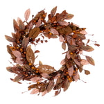 Vickerman FQ221322 22" Artificial Light Brown Fall Berry And Wood Leaf Wreath