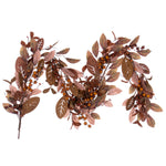 Vickerman FQ221360 5' Artificial Light Brown Fall Berry And Wood Leaf Garland