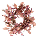Vickerman FQ221516 16" Dusty Rose Artificial Fall Eucalyptus And Berry Wreath Candle Ring