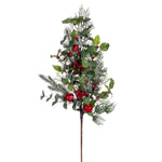 Vickerman FQ221729 29" Green Artificial Holly Pine And Red Jingle Bell Spray.