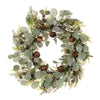 Vickerman FQ222122 22" Artificial Winter Cedar Pinecone Eucalyptus And Brown Jingle Bell Wreath