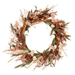 Vickerman FQ222320 20" Brown And Cream Artificial Carnation And Chinese Lantern Wreath.