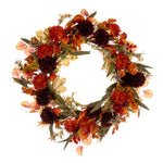 Vickerman FQ222520 20" Orange And Burgundy Artificial Mixed Mum Chinese Lantern And Berry Wreath.