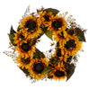 Vickerman FT210125 24" Artificial Yellow Sunflower Wreath With Seed Grass Foliage.
