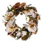 Vickerman FT224530 30" White Artificial Magnolia Wreath.