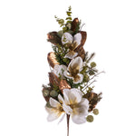 Vickerman FT224533 33" White Artificial Magnolia Swag.