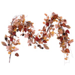 Vickerman FT226960 5' Autumn Orange Artificial Assorted Leaf Garland With Maple Leaves And Pinecones