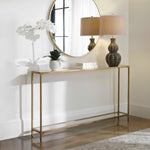 Console Table 56"H Warm Gold Metal Mirrored Shelf Entryway Table by One Pixie Street