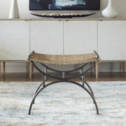 Uttermost 23770 Playa Seagrass Small Bench Brown with Curved Metal Base