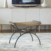 Uttermost 23770 Playa Seagrass Small Bench Brown with Curved Metal Base