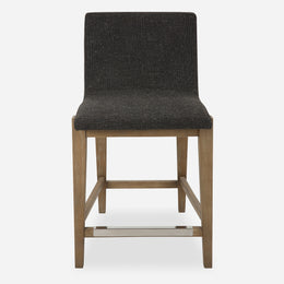 Klemens Charcoal Brown Padded Counter Stool with Birch Wood Frame
