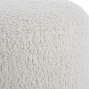Uttermost 23821 Arles White Shearling Ottoman with Brass Metal Frame