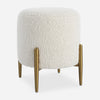 Uttermost 23821 Arles White Shearling Ottoman with Brass Metal Frame