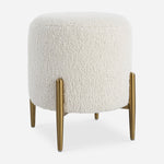 Uttermost 23821 Arles White Shearling Ottoman with Brass Metal Frame