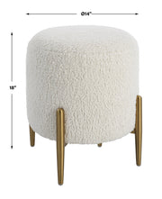 Uttermost 23821 Arles White Shearling Ottoman with Brass Metal Frame