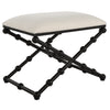 Uttermost 23782 Iron Drops Small Bench with Black Bubble Legs and White Textured Cushion