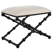 Uttermost 23782 Iron Drops Small Bench with Black Bubble Legs and White Textured Cushion
