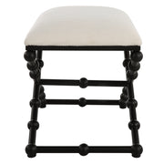 Uttermost 23782 Iron Drops Small Bench with Black Bubble Legs and White Textured Cushion