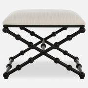 Uttermost 23782 Iron Drops Small Bench with Black Bubble Legs and White Textured Cushion