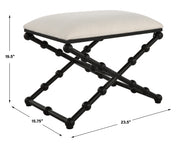 Uttermost 23782 Iron Drops Small Bench with Black Bubble Legs and White Textured Cushion