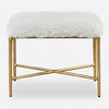 Uttermost 23784 Charmed Sheepskin Small Bench Gold with Cream Faux Fur