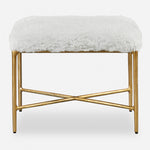 Uttermost 23784 Charmed Sheepskin Small Bench Gold with Cream Faux Fur
