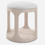 Uttermost 24076 Dennen Oak Ottoman with Off White Waffle Weave Fabric and Pine Wood Frame