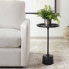 Modern Accent Table 23.2" Dark Brown Oxidized Aluminum Round Table