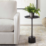Accent Table 23.2" H Dark Brown Oxidized Aluminum Round Tray Table by One Pixie Street