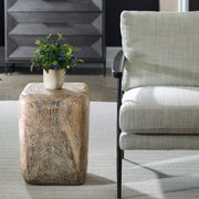 Handcrafted Natural Wood Stool with Unique Grain