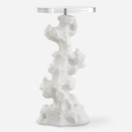 Uttermost 24253 Remnant White Stone Drink Table with Crystal Top and Thassos Marble Look