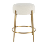 Compact Plush Shearling Stool for Kitchen or Bar Seating