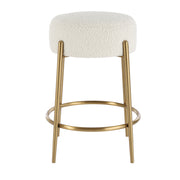 Compact Plush Shearling Stool for Kitchen or Bar Seating