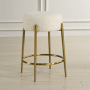 Designer Counter Stool with Luxe Brass Finish – Arles Collection