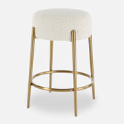 Plush White Shearling Bar Stool – Brushed Brass Base