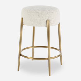 Plush White Shearling Bar Stool – Brushed Brass Base