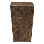 Uttermost 24879 Poe Emperador Brown Marble Accent Table with Brass Stainless Steel Feet