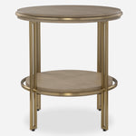 Uttermost 25747 Elise Round Side Table with Light Oak Veneer and Metal Base