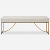Uttermost 23843 Swale Ivory Leather Bench with Brushed Brass Stainless Steel Base